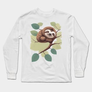 Cute sloth sleeping Long Sleeve T-Shirt